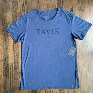 TAVIK+ 100% Cotton Men's Modern Beach Logo Graphic T-Shirt - Slate Blue Large